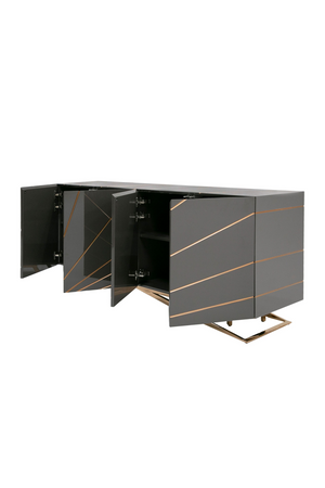 Rose Gold Inlaid 4-Door Sideboard | OROA Modern Katzu | Oroa.com