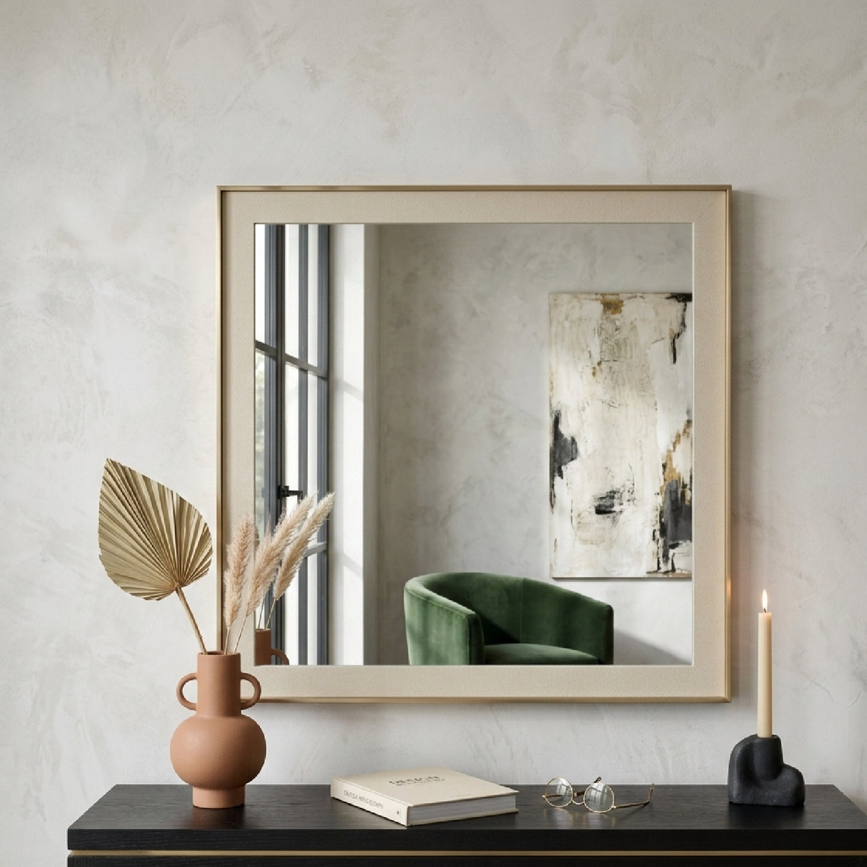 Beige Shagreen Mirror | OROA Modern Cartier | Oroa.com