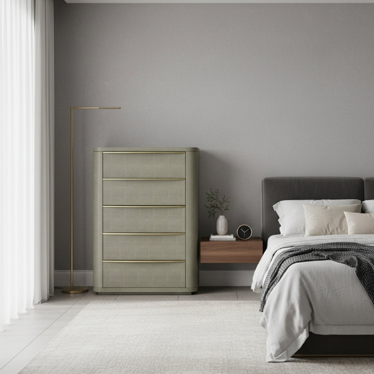 Beige Shagreen 5-Drawer Chest | OROA Modern Lois | Oroa.com