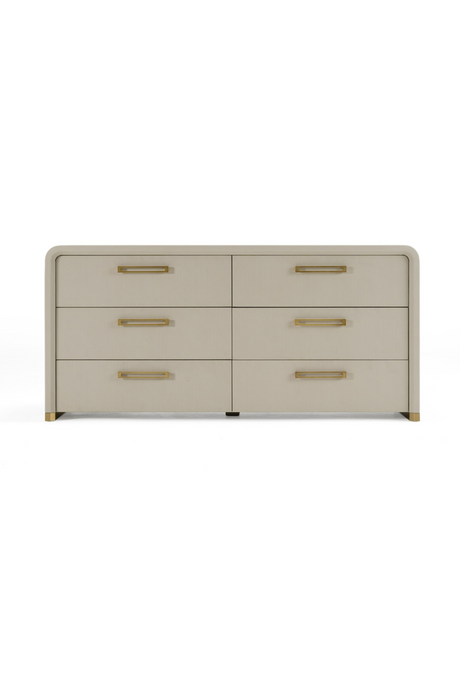   Beige Vegan Leather 6-Drawer Dresser | Oroa.com
