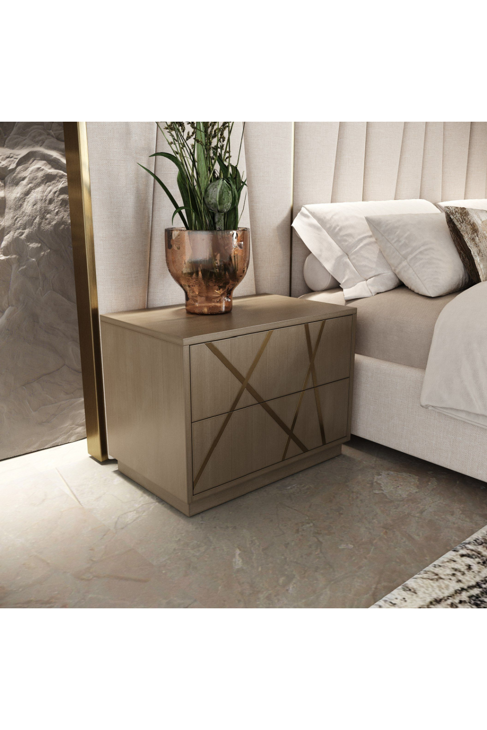 Birch Veneer 2-Drawer Nightstand | OROA Modern Nixa |  Oroa.com