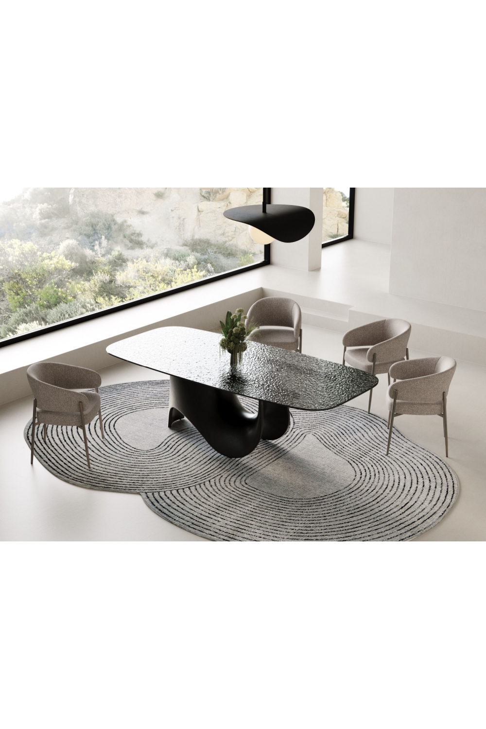 Gray Wave Glass Dining Table | OROA Modern Neptune | Oroa.com
