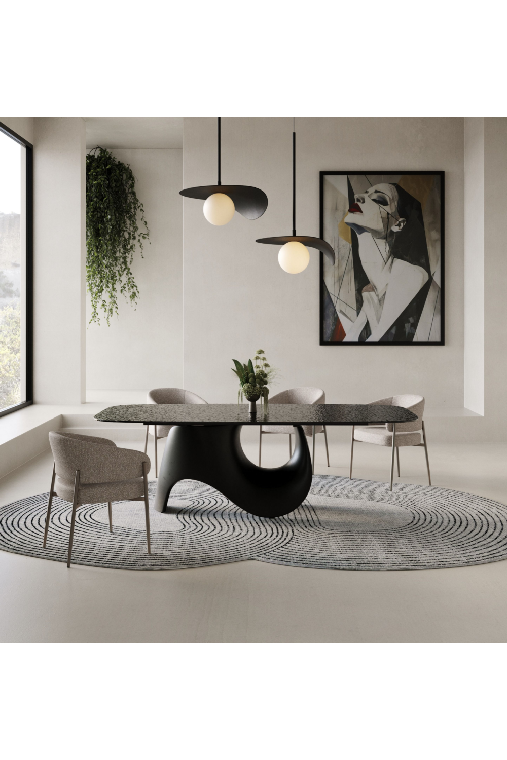 Gray Wave Glass Dining Table | OROA Modern Neptune | Oroa.com