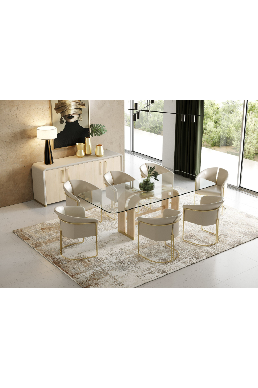 Oak Base Glass Dining Table | OROA Modern Florence | Oroa.com