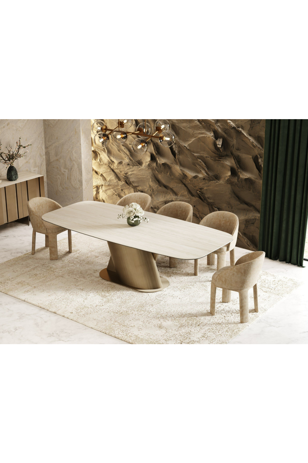 Travertine-Look Finish Dining Table | OROA Modern Kiefer | Oroa.com