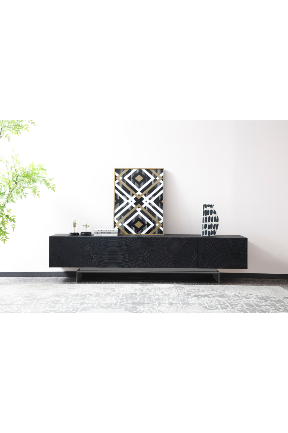 Black Ash 4-Door TV Stand | OROA Modern Cirque | Oroa.com