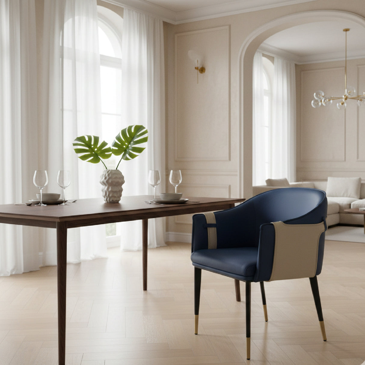 Blue Vegan Leather Dining Chair | OROA Modern Calderon