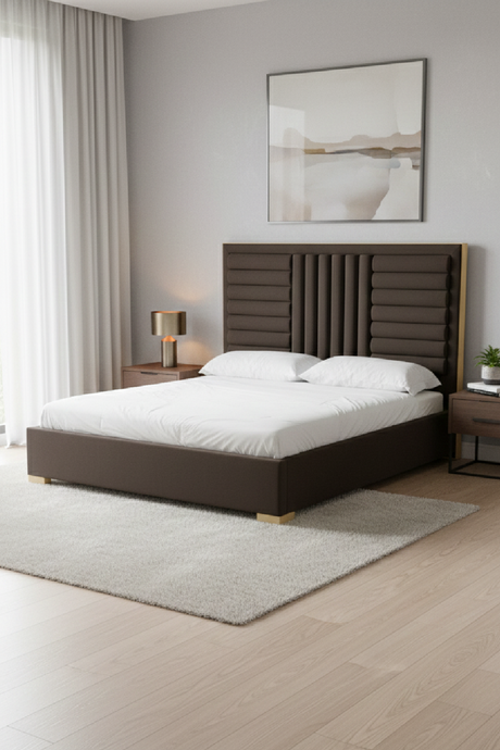 Dark Brown Velvet Bed | OROA Modern Daystar | Oroa.com