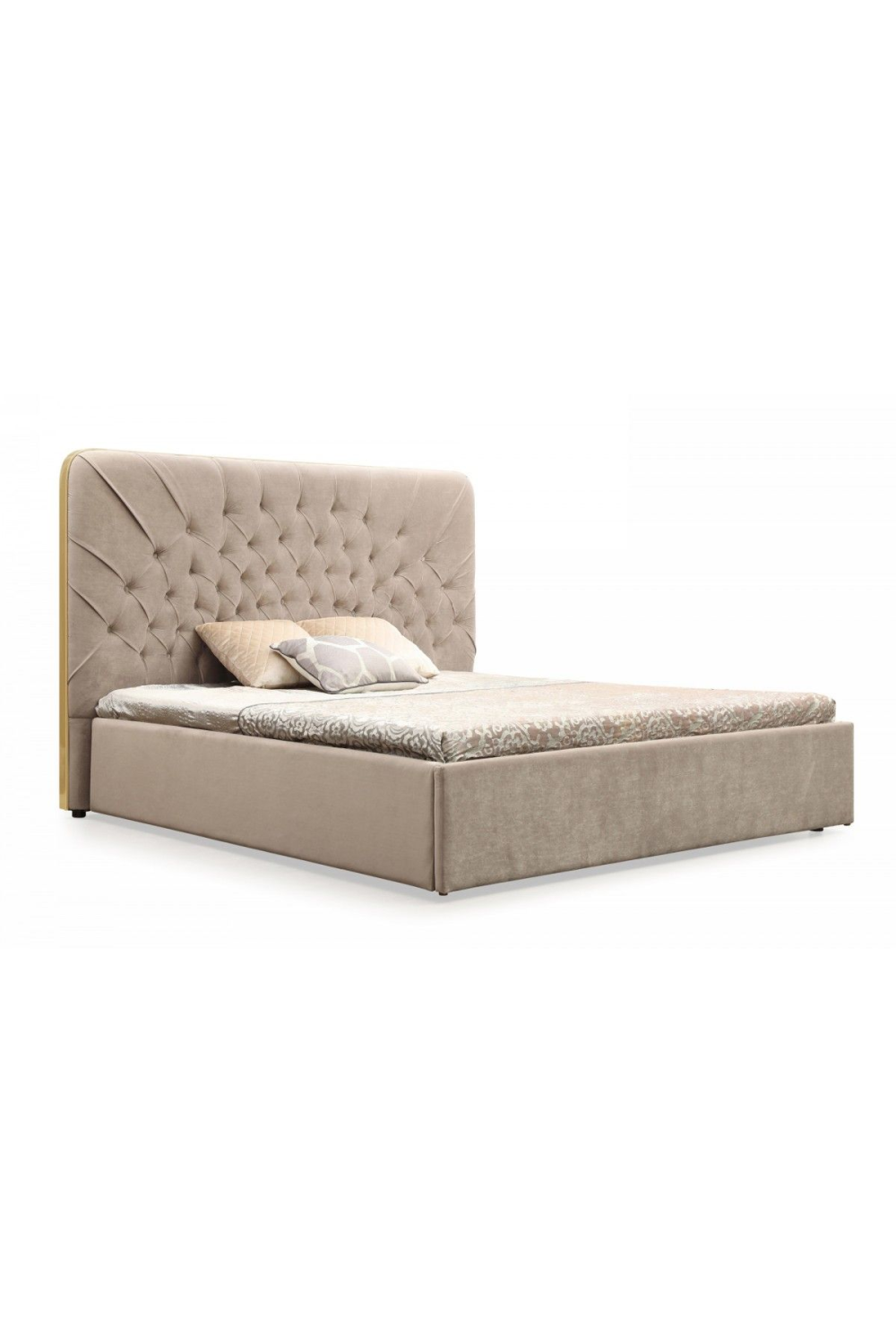 Tufted Beige Velvet Queen Bed | OROA Modern Moontide | Oroa.com