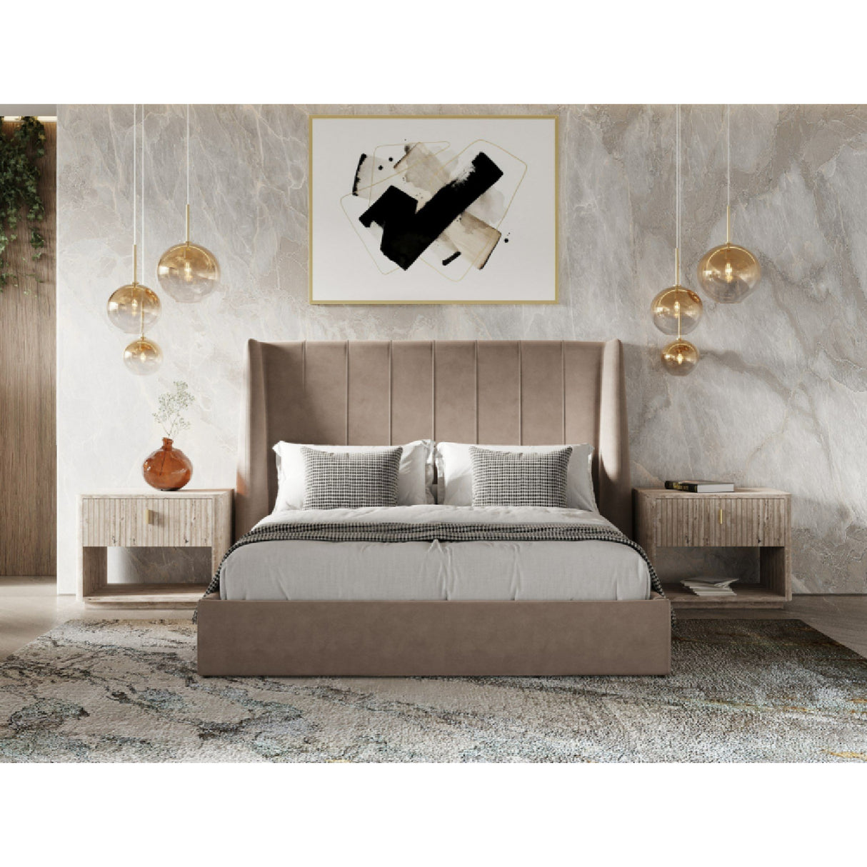 Taupe Microfiber Bed | OROA Modern Roma | Oroa.com