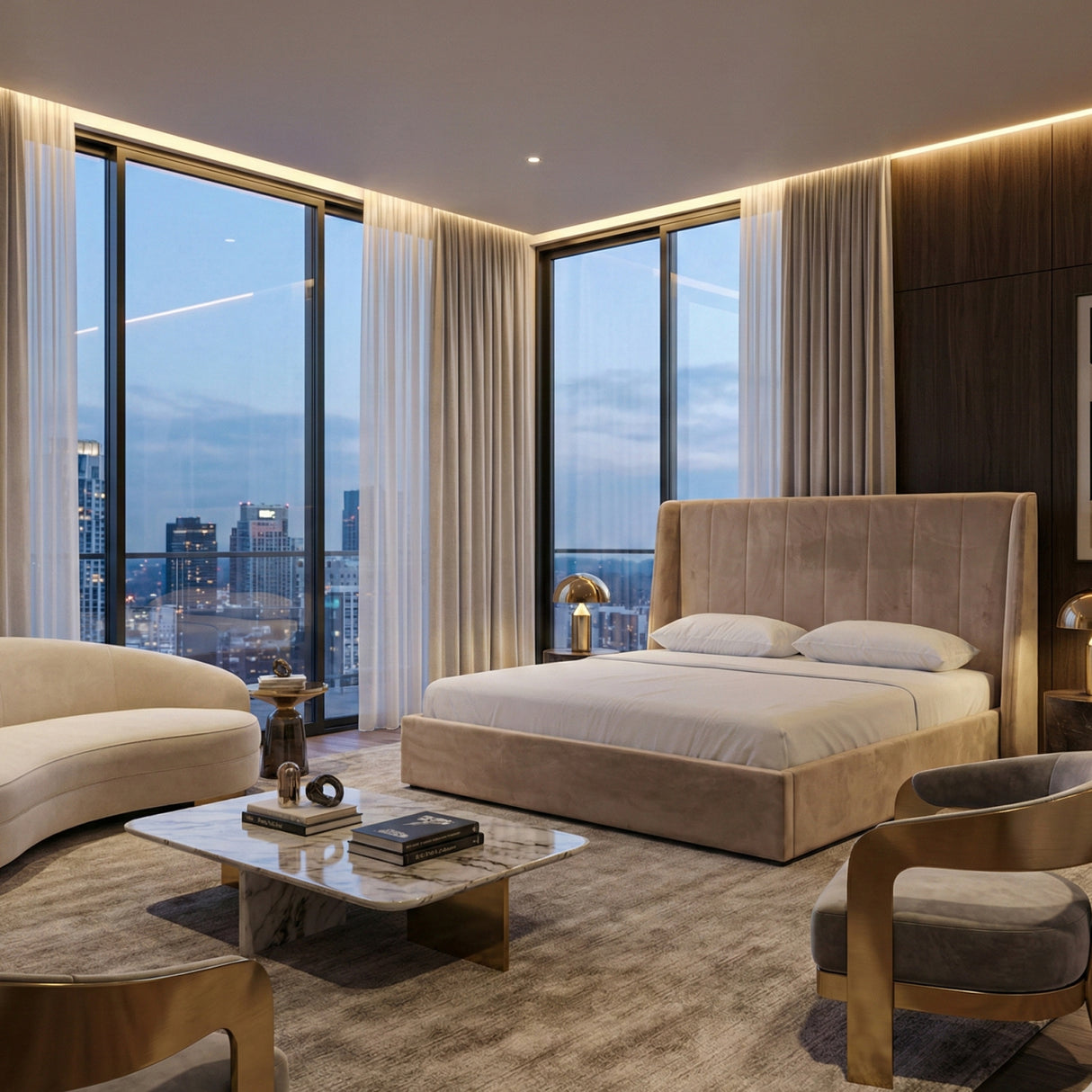 Taupe Microfiber Bed | OROA Modern Roma | Oroa.com