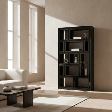   Black Glass Staggered Bookshelf | Oroa.com