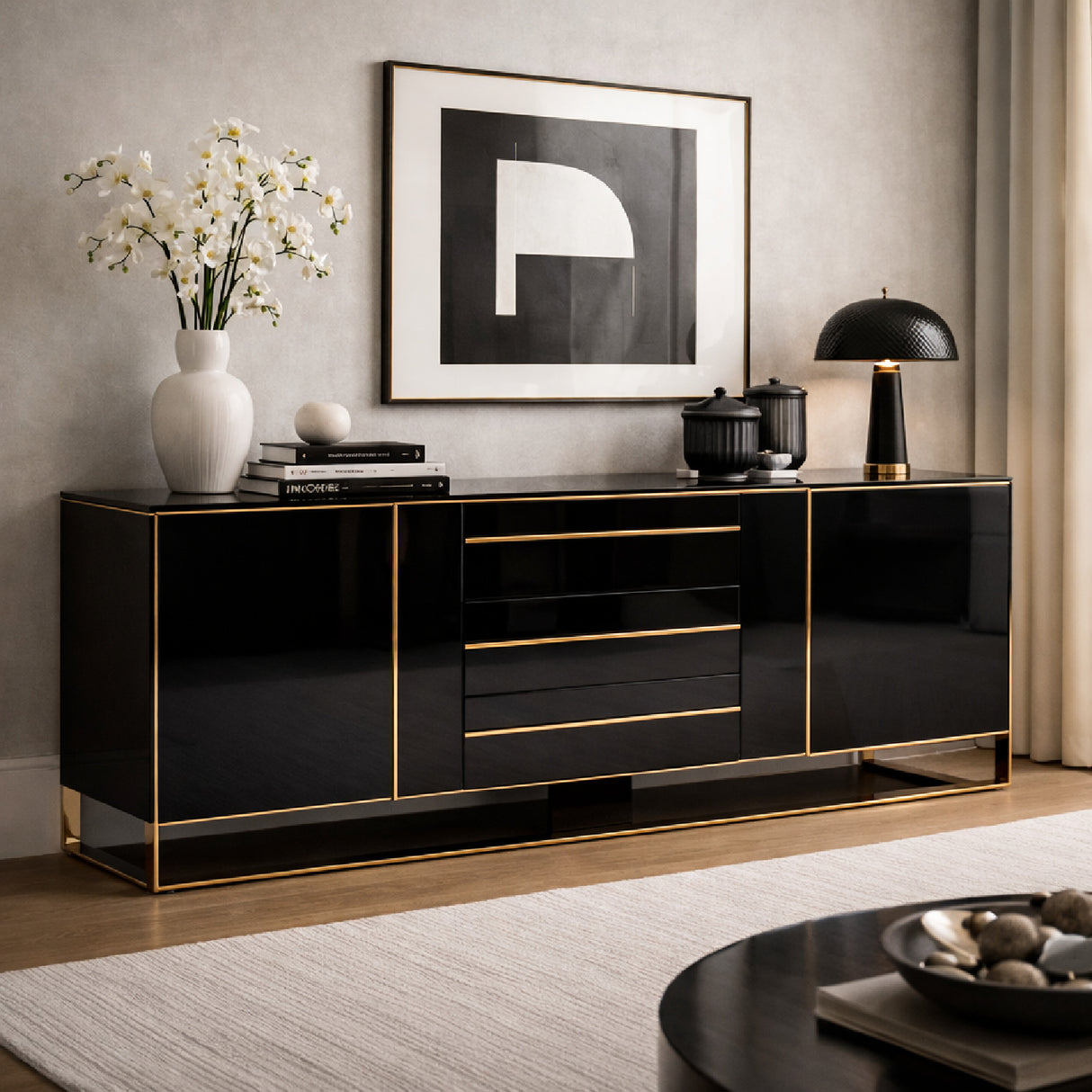 Black Gloss Sideboard | OROA Modern Cartier