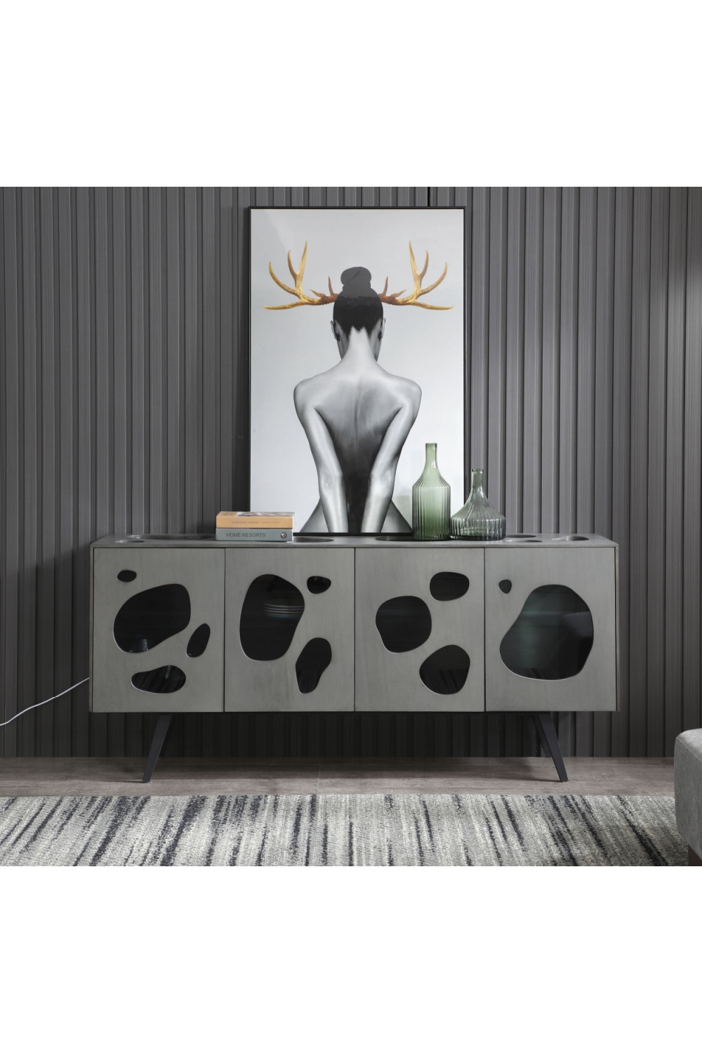 Matte Gray 4-Door Sideboard | OROA Modern Fontana | Oroa.com