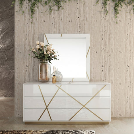   Glossy White 6-Drawer Dresser | Oroa.com