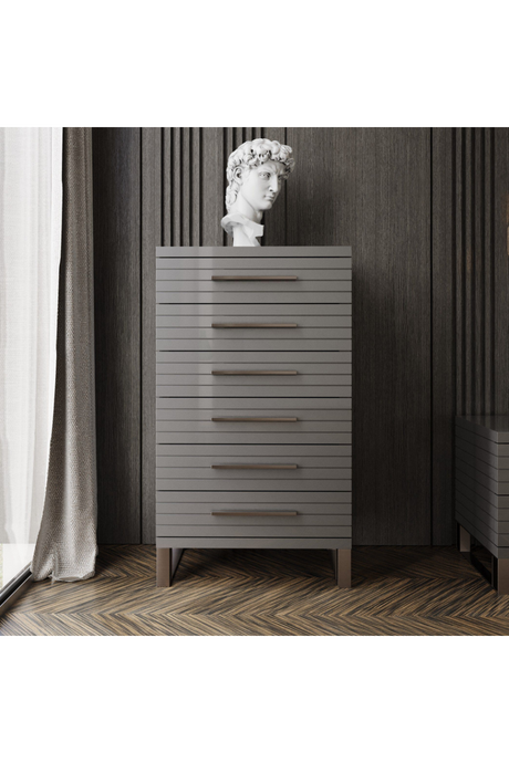 Gray Slatted 6-Drawer Chest | OROA Modern Splendor | Oroa.com