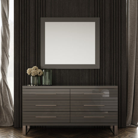   Gray Slatted 6-Drawer Dresser | Oroa.com