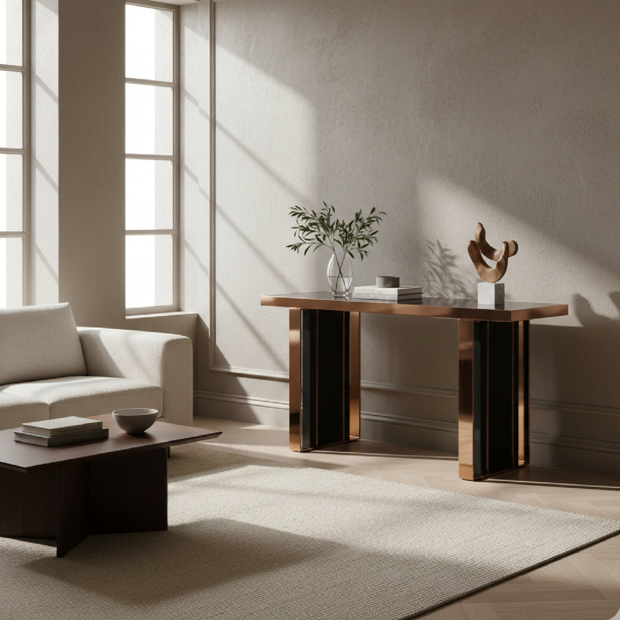 Black Glass Console Table | OROA Modern Cartier