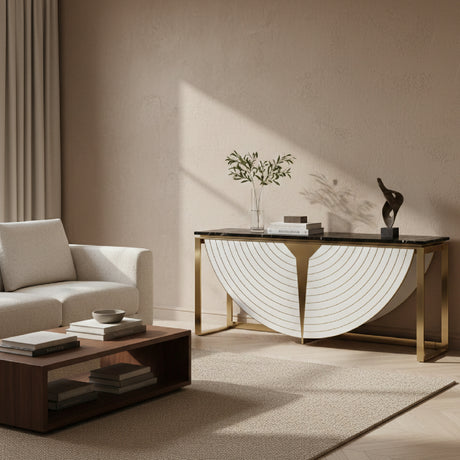   Gold-Framed Black Marble Console | Oroa.com