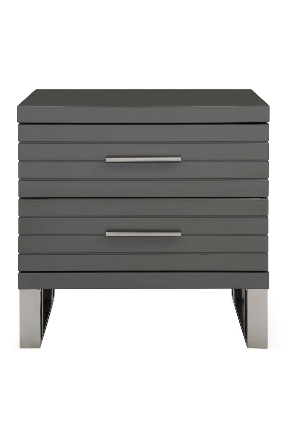 Gray Slatted 2-Drawer Nightstand | OROA Modern Splendor | Oroa.com