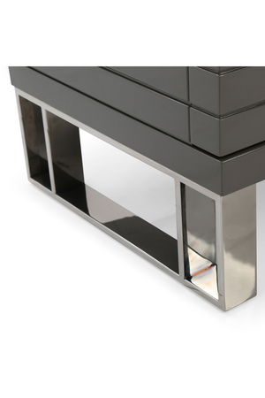 Gray Slatted 2-Drawer Nightstand | OROA Modern Splendor | Oroa.com