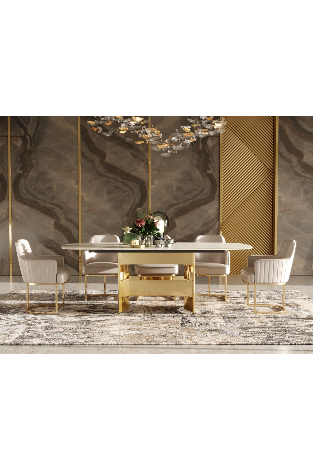 White Marble Gold Dining Table | OROA Modern Marmot | Oroa.com
