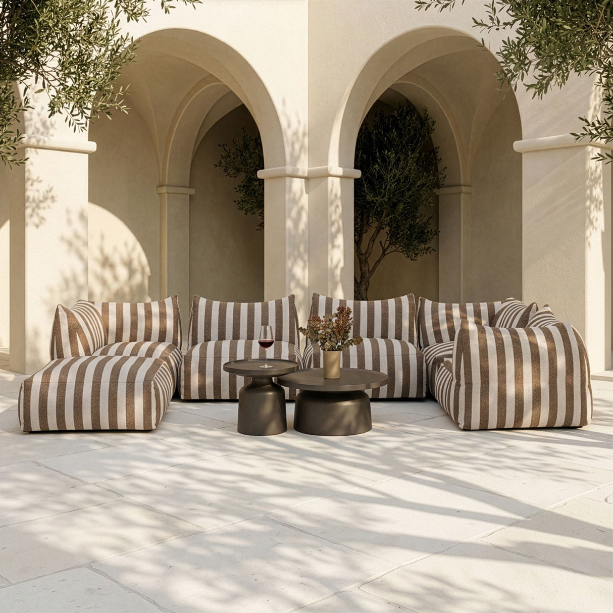   Brown Stripes Outdoor Corner Sofa | Oroa.com