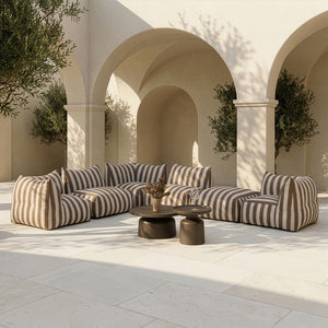   Brown Stripes Outdoor Armless Sofa | Oroa.com