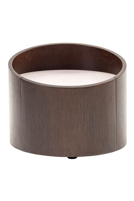 Round Brown Oak Nightstand | OROA Modern Geneva | Oroa.com