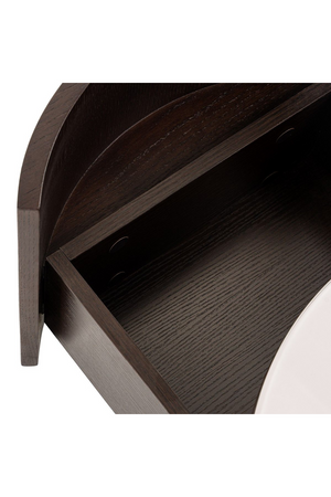Round Brown Oak Nightstand | OROA Modern Geneva | Oroa.com