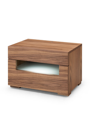 Walnut 2-Drawer LED Nightstand | OROA Modern Ceres | Oroa.com