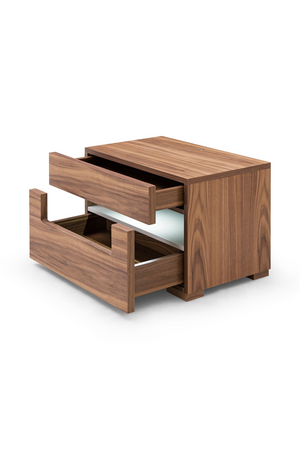 Walnut 2-Drawer LED Nightstand | OROA Modern Ceres | Oroa.com