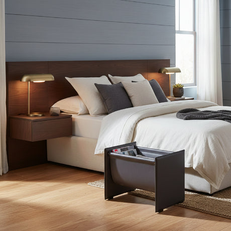 Gray Saddle Leather Magazine Rack | OROA Modern Uriah | Oroa.com