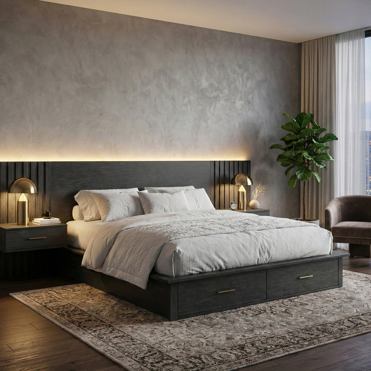   Dark Gray 2-Drawer Bed | Oroa.com
