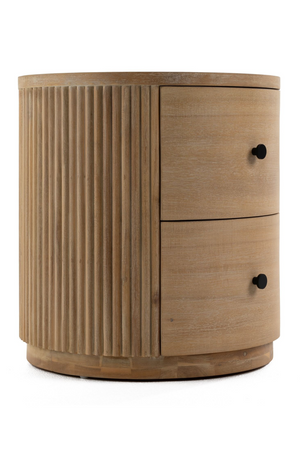 Ribbed Natural Acacia 2-Drawer Nightstand | OROA Modern | Oroa.com