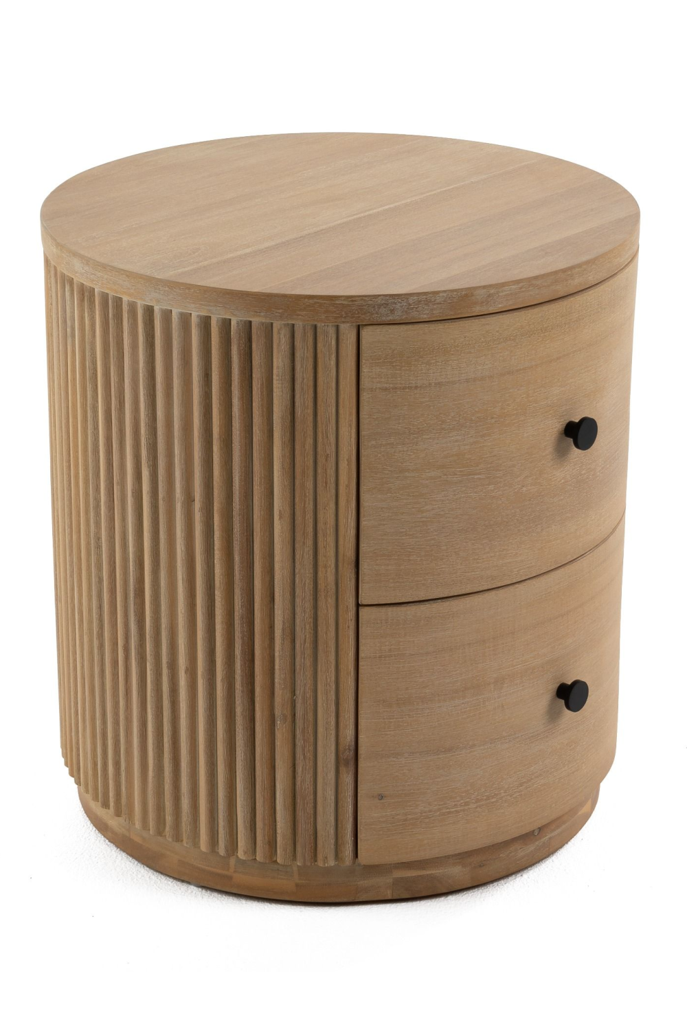 Ribbed Natural Acacia 2-Drawer Nightstand | OROA Modern | Oroa.com