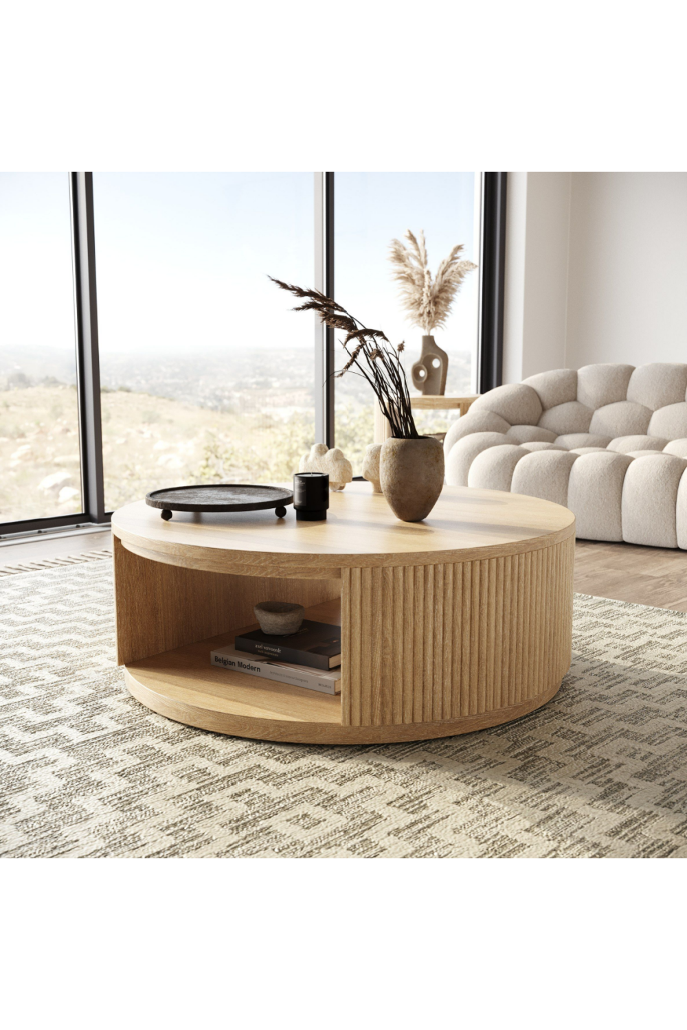 Natural Acacia Round Coffee Table | OROA Modern Jacobson | Oroa.com