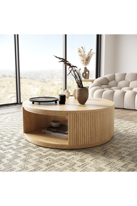 Natural Acacia Round Coffee Table | OROA Modern Jacobson | Oroa.com