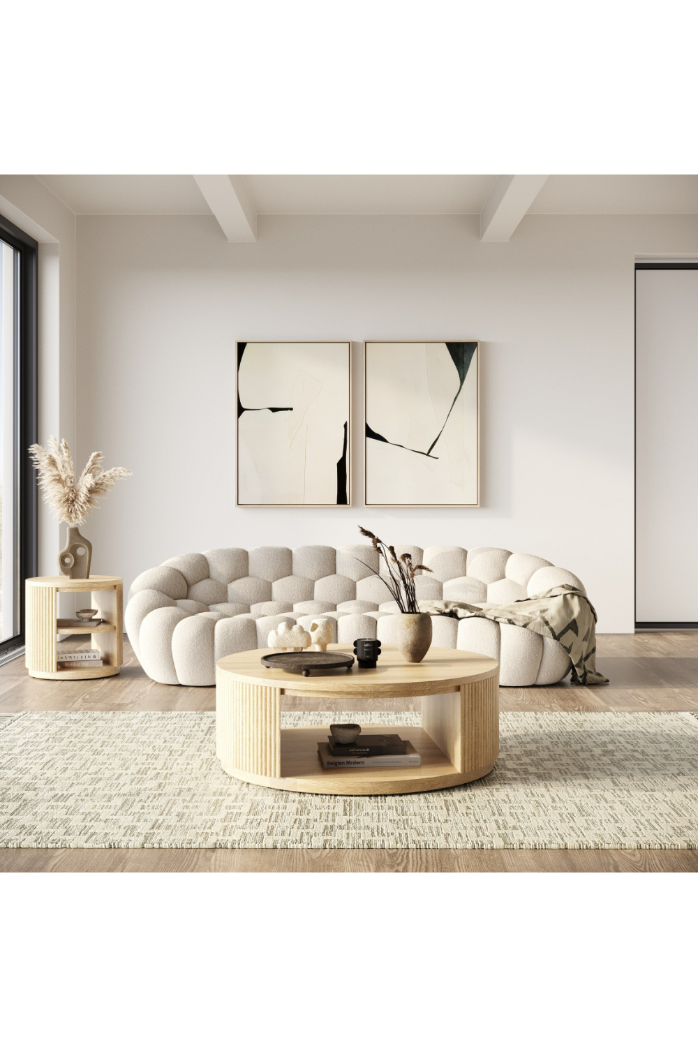 Natural Acacia Round Coffee Table | OROA Modern Jacobson | Oroa.com