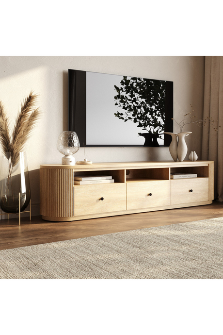 3-Drawer Natural Acacia TV Stand | OROA Modern Jacobson | Oroa.com