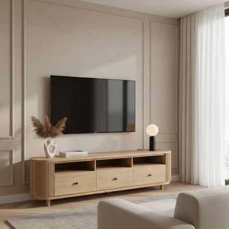 3-Drawer Natural Acacia TV Stand | OROA Modern Jacobson