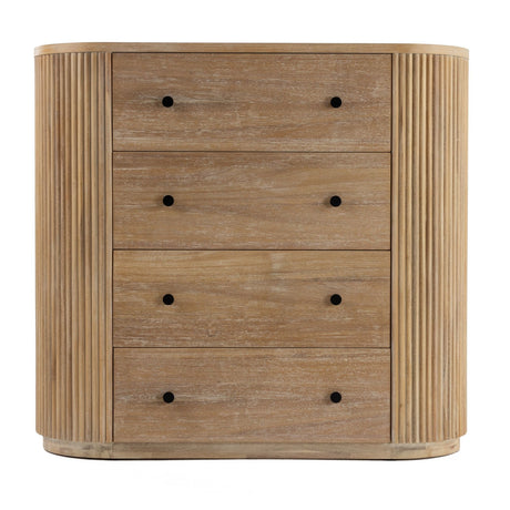   Ribbed Natural Acacia 4-Drawer Chest | Oroa.com