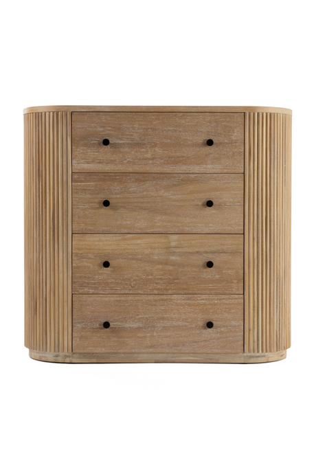 Ribbed Natural Acacia 4-Drawer Chest | OROA Modern | Oroa.com