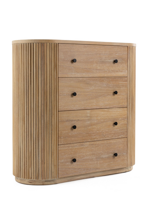 Ribbed Natural Acacia 4-Drawer Chest | OROA Modern | Oroa.com