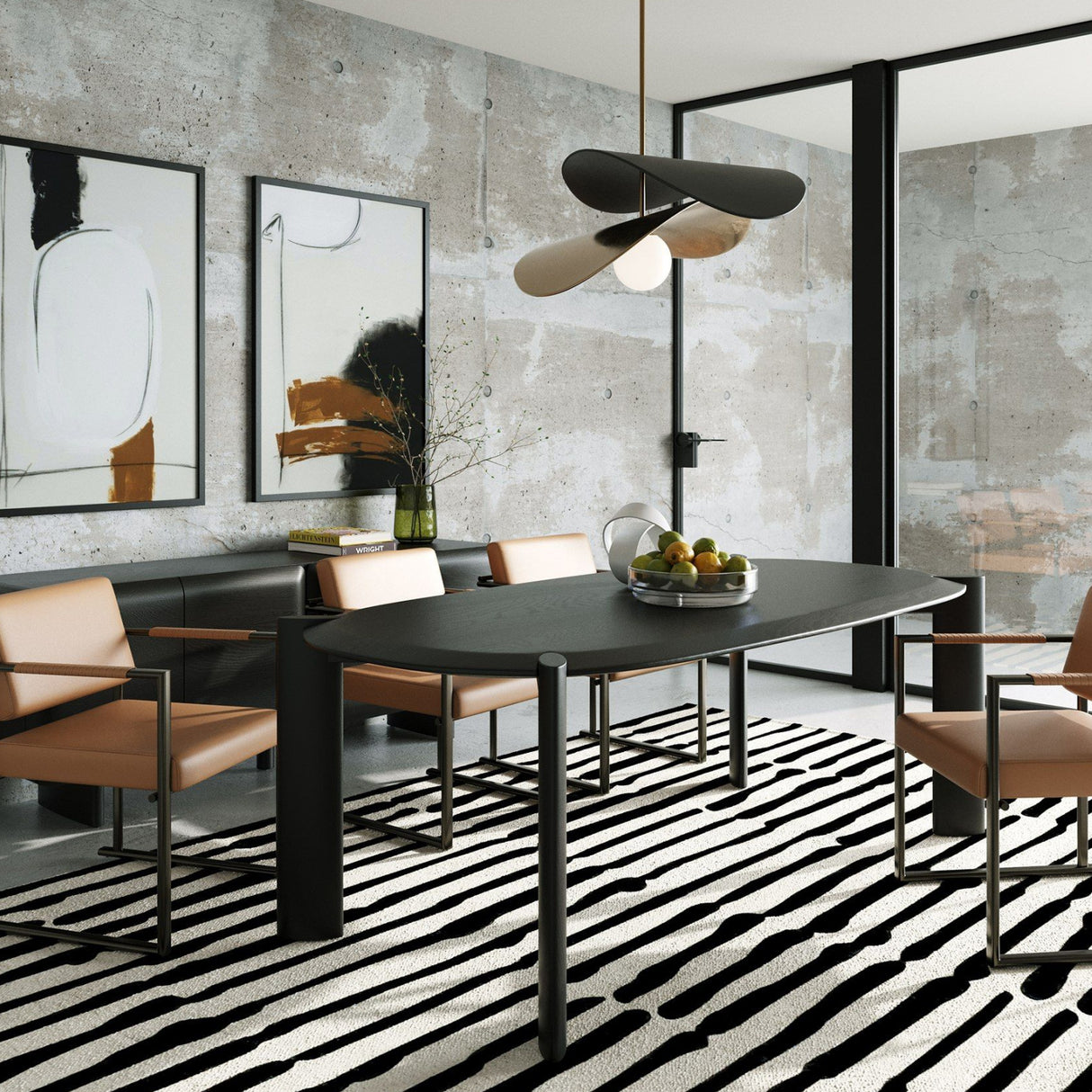   Black Wooden Oval Dining Table | Oroa.com