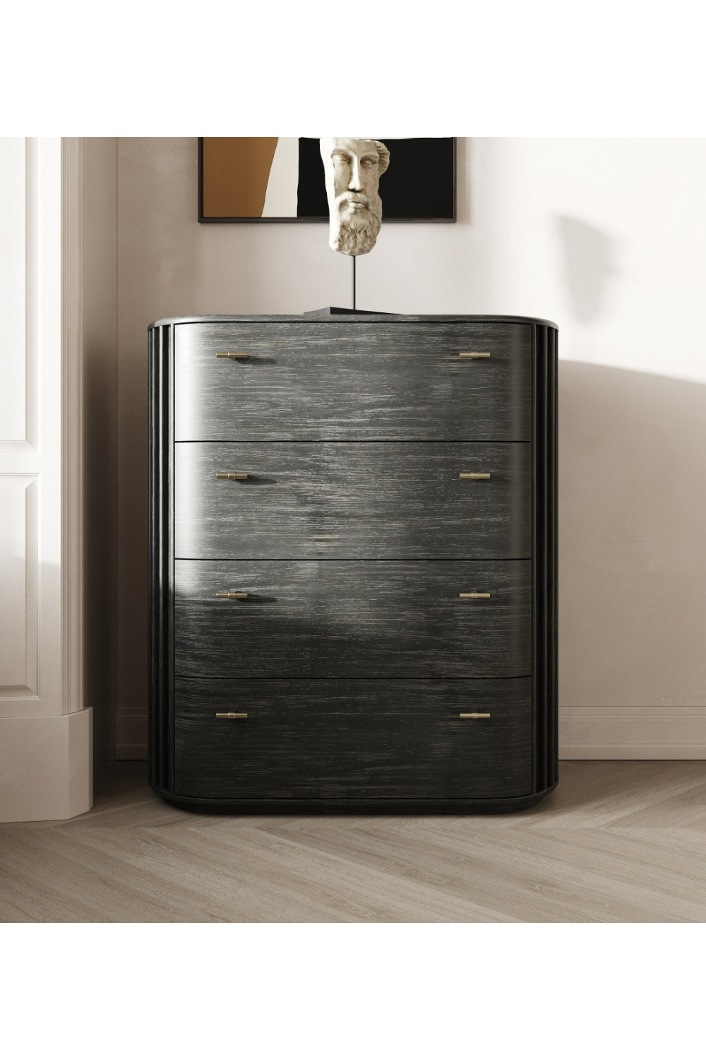 Black Acacia 4-Drawer Chest | OROA Modern Fields | Oroa.com