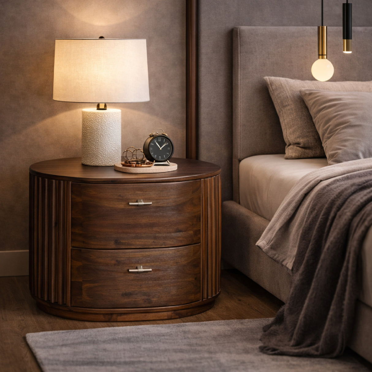   Solid Acacia 2-Drawer Nightstand | Oroa.com