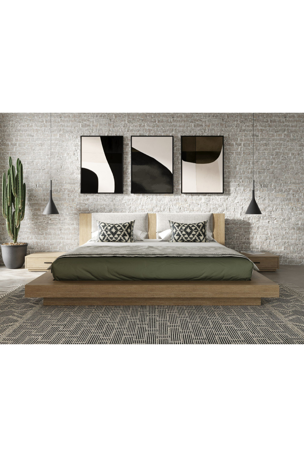 Walnut Bed with 2 Nightstands | OROA Modern Fantasia | Oroa.com