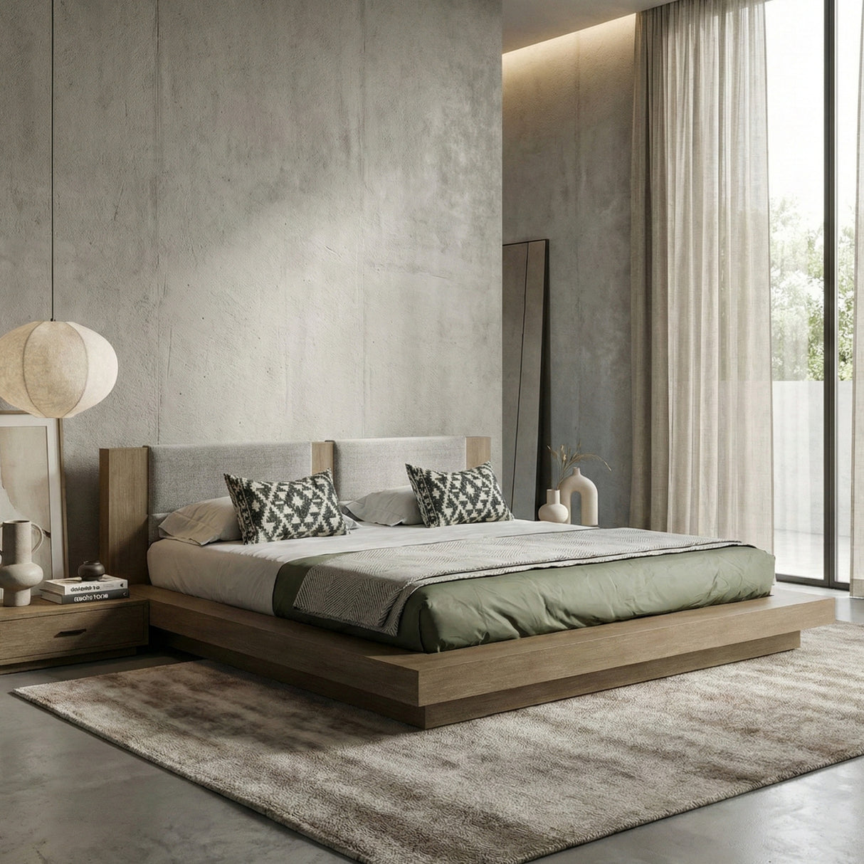 Walnut Bed with 2 Nightstands | OROA Modern Fantasia | Oroa.com