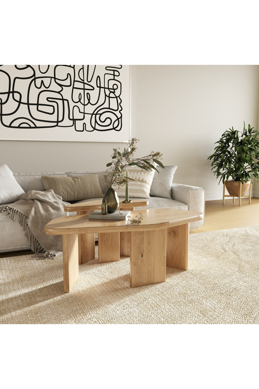 Natural Wood Coffee Table Set (2) | OROA Modern Jack | Oroa.com